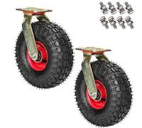LWJSOCP 2 Pack Heavy Duty Caster Wheels, Swivel Plate Caster, with Screws, Rubbered Trolley Puncture-Proof Wheel, Transport Fixed Castor Brake, No Noise