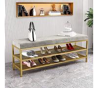 LWJSOCP 3 Tier Shoe Bench with Boots Storage and Mesh Shelves Industrial Shoe Organizer and Entry Bench Shoe Storage Cabinet with Seat for Small Space Foyer Hallway Living Room