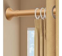 LWJSOCP Adjustable Curtain Rod, No Drill Tension Rod, Stainless Steel for Sheer & Shower Curtains, Earth Yellow, 210-300cm, Easy Install, Space-Saving Design
