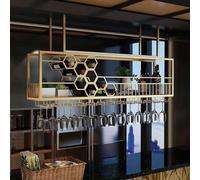 LWJSOCP Adjustable Hanging Bottle Rack - 2-Tier Metal Wine Holder with Safety Net for Bar Restaurant Café & Kitchen - Space-Saving Wine Storage Solution
