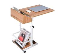 LWJSOCP Adjustable Height Overbed Table on Wheels Mobile Rolling Standing Desk for Home Office Portable Laptop Computer Desk Wood Side Table for Sofa Bed Tray