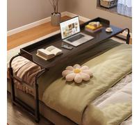 LWJSOCP Adjustable Over Bed Table with Wheels Mobile Bedside Desk for King Size Beds Height Adjustable Overbed Table Versatile Cross Bed Table for Home & Office Use