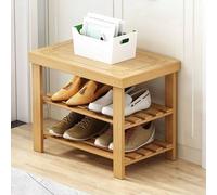 LWJSOCP Bamboo Shoe Bench 3Tier Storagefor Entryway Stable Entryway Seating with Shoe Rack 50cm Wood Storage for Hallway & Bedroom