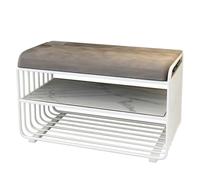 LWJSOCP Compact 2Tier Shoe Bench with Cushion & Storage Shelf MultiPurpose Entryway Shoe Rack Iron e for Hallway Living Room Bedroom (Gray 31.49in/80cm)