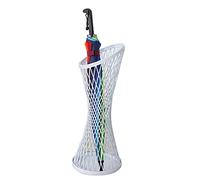 LWJSOCP Metal Umbrella Stand Rack with Hollowed Out Design Drip Tray Hook Ideal for Corridor Entrance Holds 4 8 Umbrellas White 23x58cm