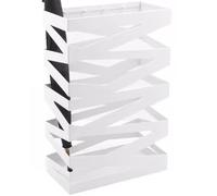 LWJSOCP Modern Style Cross Hollow Umbrella Holder Stand with Large Capacity Bin and 4 Hooks for Hotel Lobby or Entryway Décor Decorative White Umbrella Rack for nizing and Display