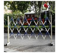 LWJSOCP Portable Folding Traffic Barrier with Retractable Gate, Expandable Metal Traffic Fence on Wheels for Outdoor Use, Driveway and Garage Construction, Blue-White, 1x3m