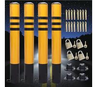 LWJSOCP Safety Bollards Parking Post Steel Barrier Driveway Protection sbree Security Posts 1/2/4 Pack 7.6 x 50 cm / 3 x 15.7 in Durable Easy Installation Traffic Control