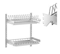 LWJSOCP Stainless Steel Wall Mount Dish Drainer Rack - Kitchen Drying Rack for Bowls Cutlery & Utensils - Space-Saving Shelves & Draining Board for Plates Cups & Wine Glasses