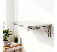 LWJSOCP Stainless Steel WallMounted Drop Leaf Desk & Folding Shelf Portable 32x16in Table for Kitchen Bedroom & Shed SpaceSaving Design