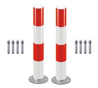 LWJSOCP Steel Parking Bollard, Reflective Red-White Safety Post, Heavy-Duty Traffic Barrier, Ground Anchored, Durable Traffic Control Pole for Parking Lots, Road Safety Solutions