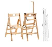 LWJSOCP Steps Solid Wood Folding Library Ladder Chair Step Ladders Step Chair, Foldable 4-Step Stool Dual Purpose Stepladders with Handrail,4-Step Climb Step Display Stand Flower Stand Ste