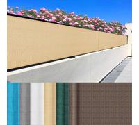 LWJSOCP Weatherproof Balcony 100x700cm - UV Protection Wind Blocker Durable Fence Cover with Grommets Cable Ties & Cord for Railing Sand Yellow