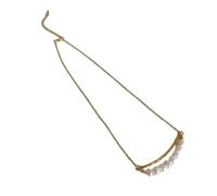 LWLAN Baroque Freshwater Pearl Necklace for Women, Twisted Chain Collarbone with Gold Plated Finish, Ins Korean Style Geomotion Necklace