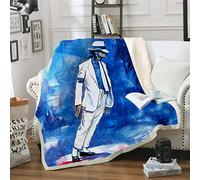 LWLFC Blanket Throw for Bed Michael Jackson Sherpa Fleece Blanket Throws Blankets for Sofas Super Warm Cozy for Winter Soft Fluffy Thick Blanket Reversible Microfiber Throw (130x150cm)