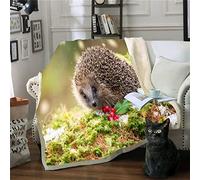 LWLFC Blanket Throw for Bed Plant Hedgehog Sherpa Fleece Blanket Throws Blankets for Sofas Super Warm Cozy for Winter Soft Fluffy Thick Blanket Reversible Microfiber Throw (130x150cm)