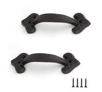 LWLWA Black Door Handle 2-Piece Set, Gate Handle Length 17 cm, External Door Handles, with Mounting Screws, Heart-Shaped Design, Suitable for Barn Gate, Cabinets, Garage Doors, Exterior Doors