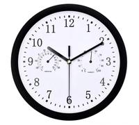 LWLYLCHBM Outdoor Garden Wall Clock, 10 Inch Large Mute Garden Clock with Thermometer and Hygrometer Indoor Outdoor Clock Outdoor Outdoor Clock-Black