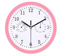 LWLYLCHBM Outdoor Garden Wall Clock, 10 Inch Large Mute Garden Clock with Thermometer and Hygrometer Indoor Outdoor Clock Outdoor Outdoor Clock-Pink