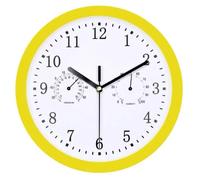 LWLYLCHBM Outdoor Garden Wall Clock, 10 Inch Large Mute Garden Clock with Thermometer and Hygrometer Indoor Outdoor Clock Outdoor Outdoor Clock-Yellow