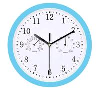 LWLYLCHBM Outdoor Garden Wall Clock, 10 Inch Large Mute Garden Clock with Thermometer and Hygrometer Indoor Outdoor Clock Outdoor Outdoor Clock-Blue