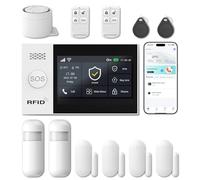 LWOHSI Wireless Alarm System for Home Security,GSM 4G/WiFi Alarm Kits with Tuya APP Alert,DIY Door/Window Sensors,Motion Detectors,Loud Siren,Remote,Work with Alexa and Google,No Monthly Fee