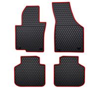 Lwope Car Floor Mats Custom Fit for Volkswagen Passat 2012-2022 Black Red Rubber Auto Liner Mats All Weather Protection Heavy Duty Odorless