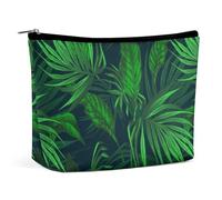 LWORZIIB Cosmetic Bag, Green Tropical Jungle Plant Makeup Bag, Portable Toiletry Bag with Zipper for Daily Use, Travel