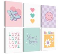 Lwoztra Girls Room Wall Art Kids Canvas Poster Nursery Wall Decor Pink Colorful Prints Baby Toddler Pictures Teen Girl Rule Artwork Love Smile Painting for Bedroom Playroom 8x10 Inch Ready to Hang