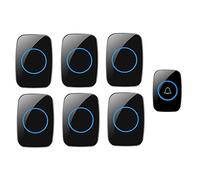 LWPCP Waterproof LED Home Wireless Doorbell, 1000 Feet Long Range Door Chime,1 Push Button+6 Receivers,36 Ringtones,4 Volume Levels,Easy Install for Home/School/Office,Black