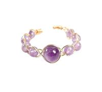 LWQCHW Crystal Ring, Crystal Rings for Women, Gemstone Ring, Adjustable Natural Stone Bead Ring, Wire Wrapped Open Band in Gold or Silver Tone, Dark Green Jewelry Box, Gold, Acetate, Agate