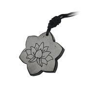 LWQCHW Natural Shungite Pendant Engraving Sacred Geometry with Lotus Design for Healing, Small and Large, shungite, Shungite