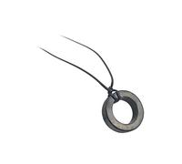 LWQCHW Negative Energy Protection Shungite Pendant - Round Healing Stone Necklace with Adjustable Cord, Natural Energy Balancer for Wellness and Calm, 27*8mm, Shungite, Shungite