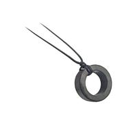 LWQCHW Shungite Negative Energy Protection Necklace Round Healing Stone Necklace with Adjustable Cord Natural Energy Balancer for Wellbeing and Rest, 27*10mm, shungite, Shungite