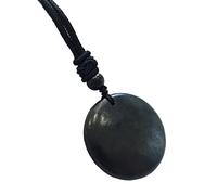 LWQCHW Shungite Pendant with Cord | Shungite Protection Necklace Shield | Crystal Healing Necklace for Meditation, 30*30mm, Shungite, Shungite