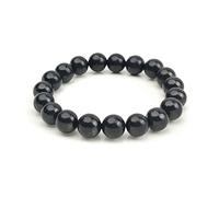 LWQCHW Shungite Stone Bracelet Black Beads Elastic Genuine Shungite Crystal Jewelry Protection Strong Defender Stone Bracelet Spiritual Healing Crystal Chakra Balance, Small, Shungite, Shungite