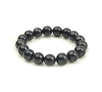 LWQCHW Shungite Stone Bracelet Black Beads Elastic Genuine Shungite Crystal Jewelry Protection Strong Defender Stone Bracelet Spiritual Healing Crystal Chakra Balance, S, Shungite, Shungite