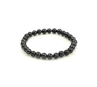 LWQCHW Shungite Stone Bracelet Black Beads Elastic Genuine Shungite Crystal Jewelry Protection Strong Defender Stone Bracelet Spiritual Healing Crystal Chakra Balance, Small, Shungite, Shungite