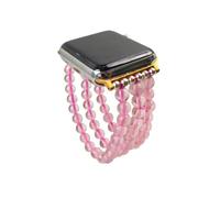 LWQCHWHealing Crystal Beaded Strap Watch Band Compatible for Emotional Balance & Positive Energy watch band beaded (15-Rose Quartz, Rose pink 42/44/45-22mm)(22-Rose Quartz,Black 42/44/45-22mm)