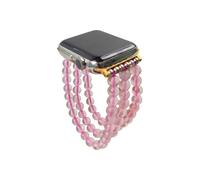 LWQCHWHealing Crystal Beaded Strap Watch Band Compatible for Emotional Balance & Positive Energy watch band beaded (15-Rose Quartz, Rose pink 42/44/45-22mm)(23-Rose Quartz,Gold 38/40/41-20mm)