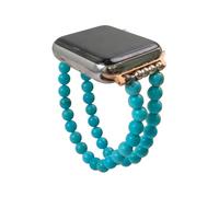 LWQCHWHealing Crystal Beaded Strap Watch Band Compatible for Emotional Balance & Positive Energy watch band beaded (15-Rose Quartz, Rose pink 42/44/45-22mm)(13-Blue Turquoise,Silver 38/40/41-20mm)