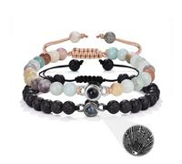 LWQQWL Couple Bracelets for Boyfriend and Girlfriend Natural Stone Long Distance Friendship Bracelets White Turquoise Relationship Bracelets for Women Men His and Hers Gifts, M, nature stone, nature