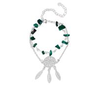 LWQQWL Dream Catcher/Dainty/Flower Bracelet Natural Stone Turquoise/Malachite/Moonstone Bracelet 6+2in Link Chain Dreamcatcher Jewelry Gifts for Women, M, Stone, Agate
