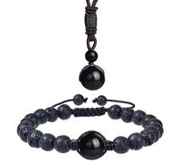 LWQQWL Healing Crystals Beaded Bracelets Pendant Necklace and Bracelet Set Natural Stone Lava Rock Beads Volcanic Stone Energy Crystal Protection Bracelets for Women Men Jewelry Birthday Gifts for