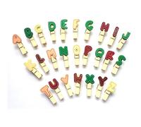 LWR CRAFTS Wooden Mini Clothespins Letters 26 Pieces and Jute Cord 2.4m
