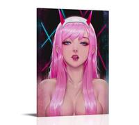 LWSCYMX Darling in The Franxx Classic Anime Wonderful Anime Canvas Poster Wall Art Decorative Painting Bedroom Painting Posters16x24inch(40x60cm) Frame-style