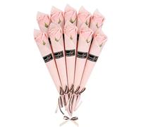 Lwuey 10pcs Pink Soap Rose Bouquet, Single Stem Floral Home Office Decor