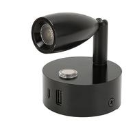 Lwuey 12V LED Reading Light with USB Port - Dimmable Wall Mounted Spotlight, Touch Switch Swivel Neck for Campervan, Caravan, Motorhome Bedside Interior Lighting Essentials Black