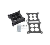 Lwuey Carburetor Spacer Set, 1" Ported Phenolic Carb Spacers Gasket Hardware Kit Resin Base Black Compatible With 4bbl SBC BBC BB Aftermarket Automobile Part Replacement