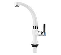 Lwuey Cold Water Only Kitchen Tap, High Neck Cold Tap Single Lever White Abs Plastic One Hole Deck Mount Sink G1/2 Thread Bathroom Faucet Replacement UK Home Garden Laundry Campervan Boat